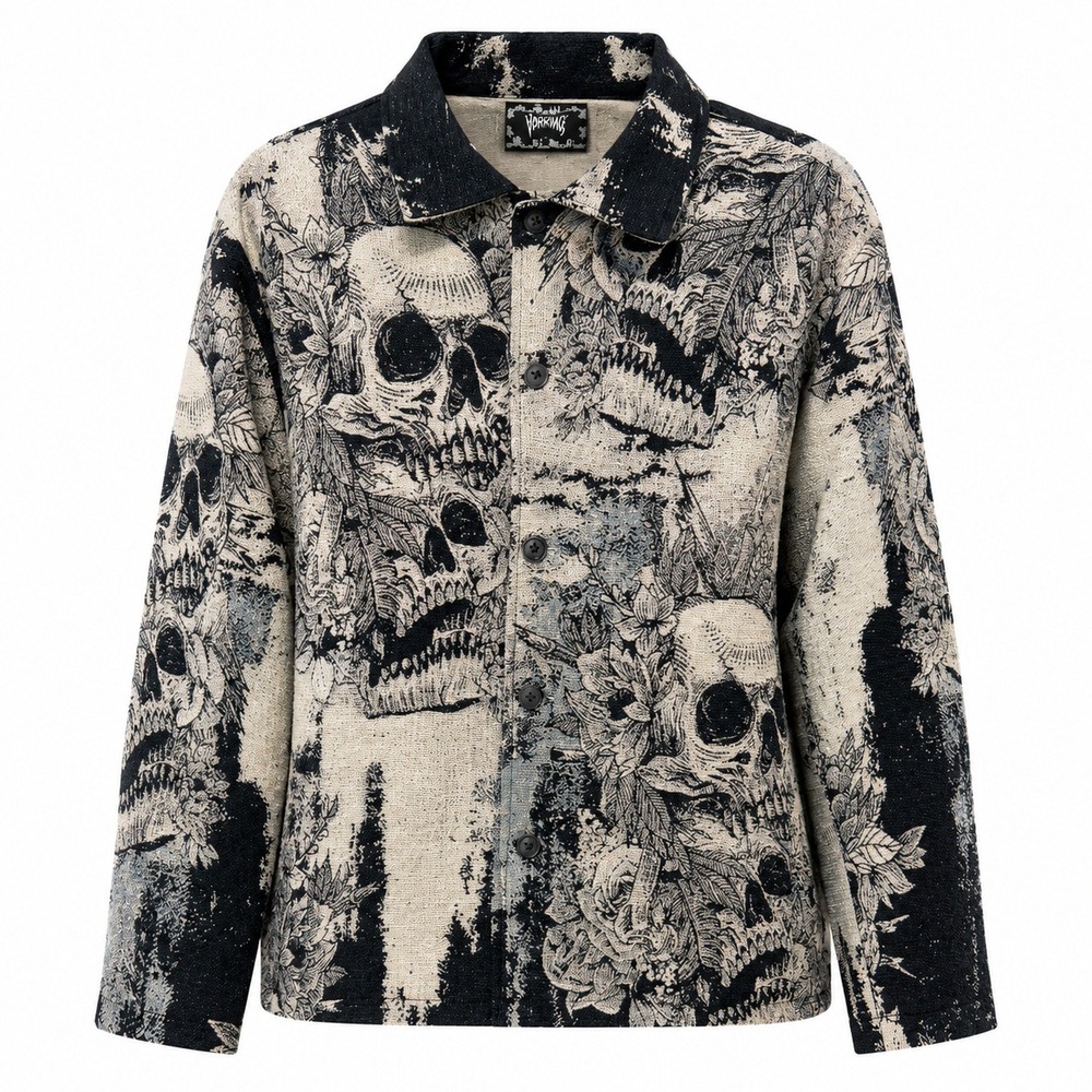 NWT Rebel Vengeance Streetwear Goth Skull Tapestry Jacket Mens Size Small Grunge